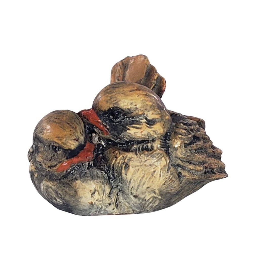 Vintage 1985 Enesco Sparrow Bird Snuggling Pair Miniature Figurine Cottage Core